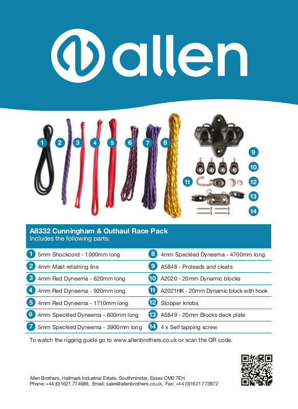 Dinghy downhaul and outhaul pack
